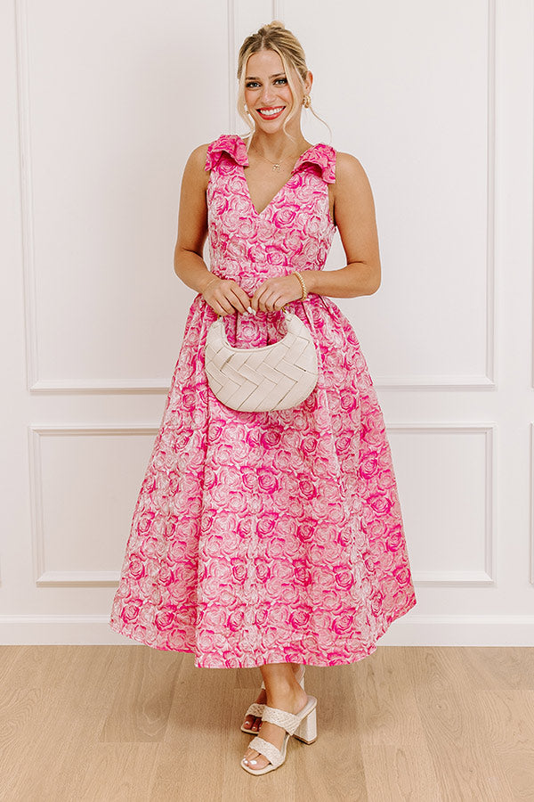 Twilight Garden Jacquard Midi Dress in Pink Image 1
