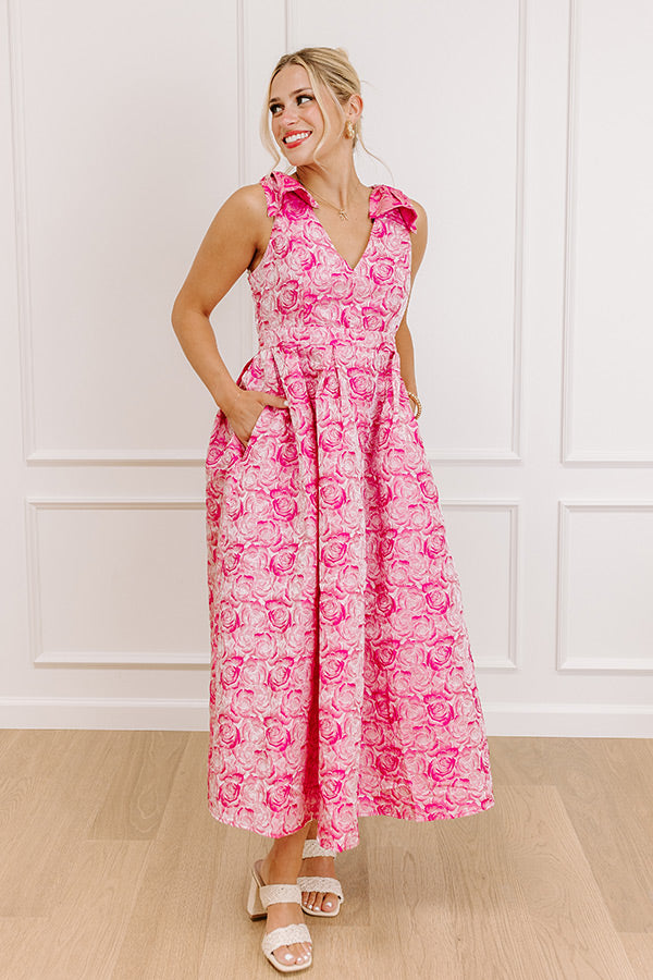 Twilight Garden Jacquard Midi Dress in Pink Image 3