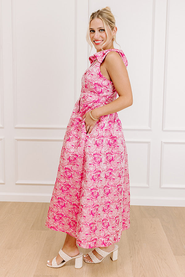 Twilight Garden Jacquard Midi Dress in Pink Image 4
