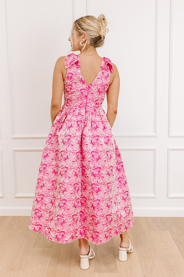 Twilight Garden Jacquard Midi Dress in Pink Image 5