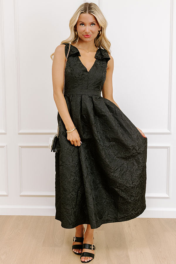 Twilight Garden Jacquard Midi Dress in Black Image 1