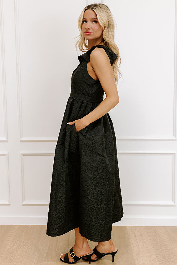 Twilight Garden Jacquard Midi Dress in Black Image 2
