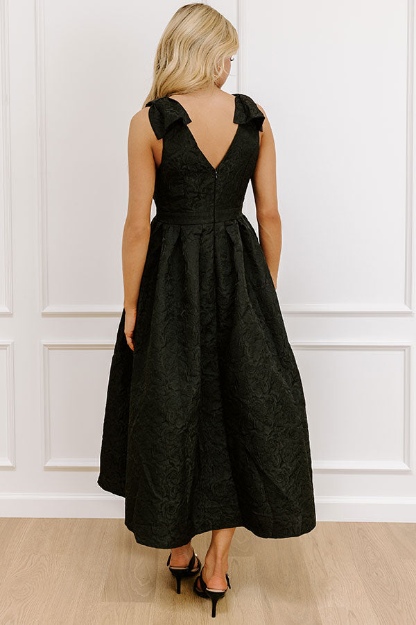 Twilight Garden Jacquard Midi Dress in Black Image 3