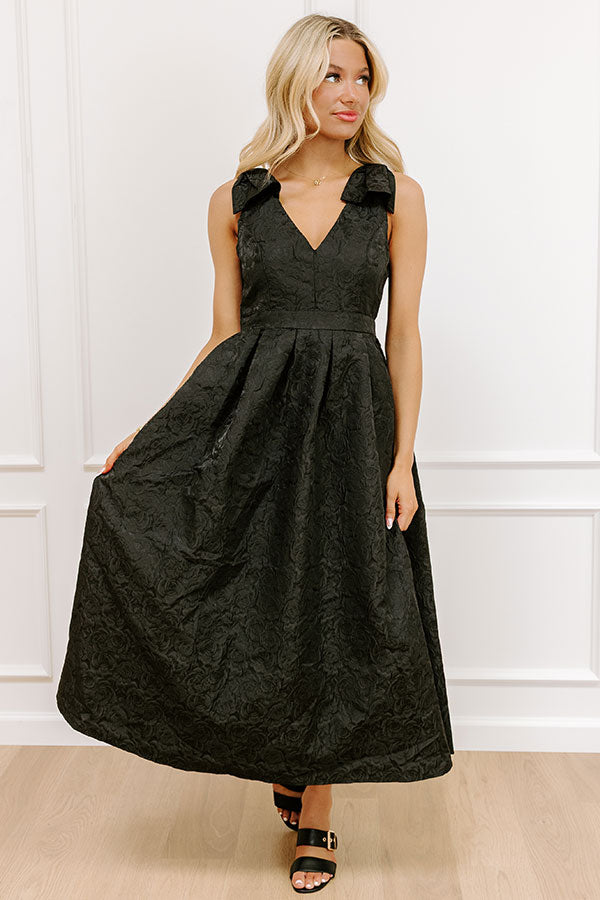 Twilight Garden Jacquard Midi Dress in Black Image 4