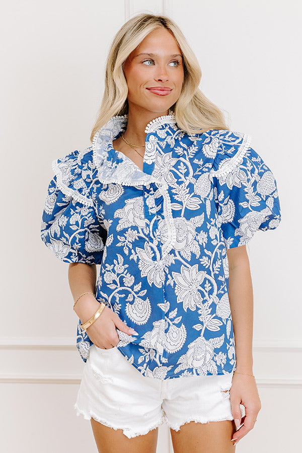 Sunday Chic Floral Top in Blue Image - 1