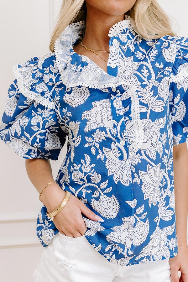 Sunday Chic Floral Top in Blue Image - 3