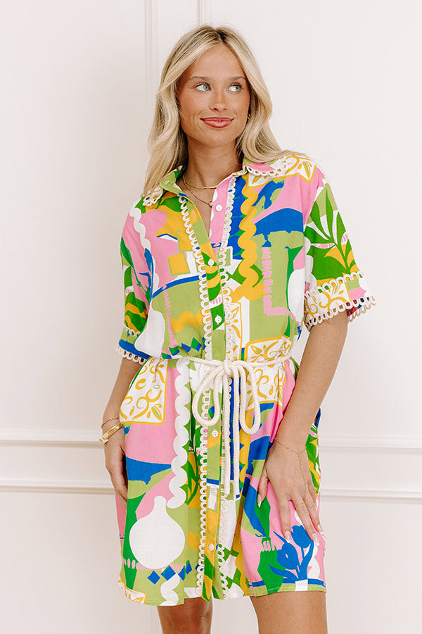 Barbados Bound Button Down Mini Dress Image 1