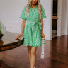 Luxe Lines Button Down Mini Dress in Green Image - 1