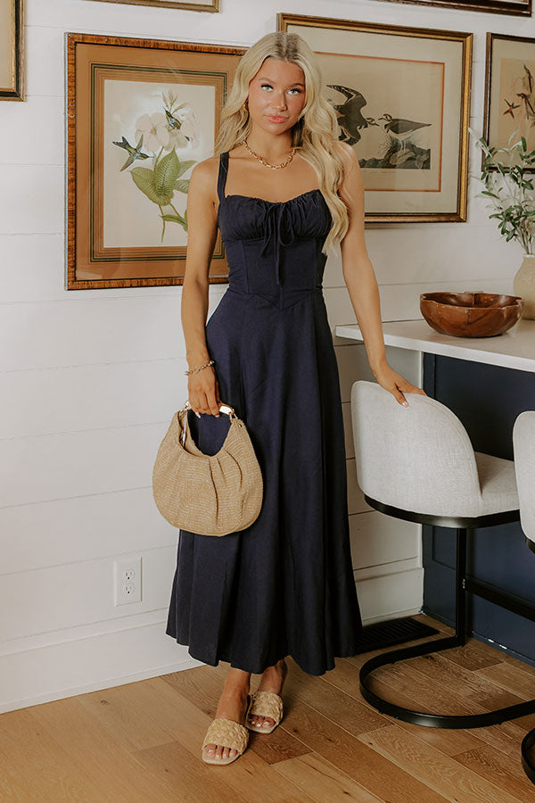 Willow Whisper Linen-Blend Midi Dress Image 1