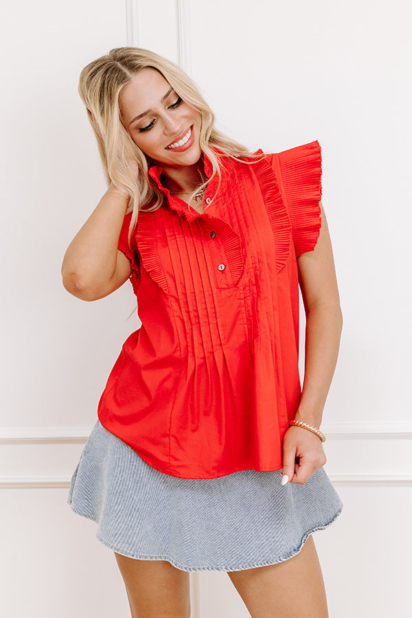 Fashion Week Pleated Top in Red Image 2