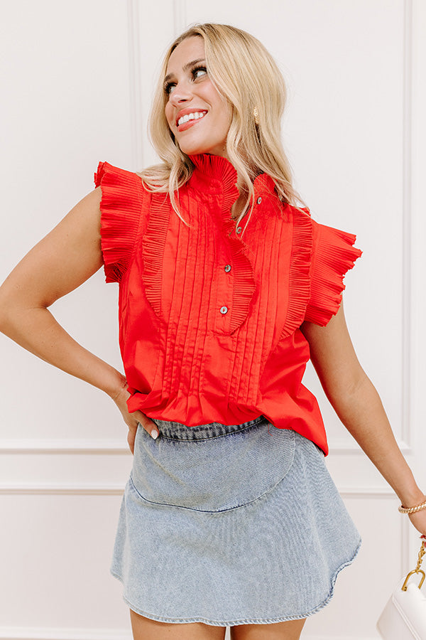 Fashion Week Pleated Top in Red Image 3