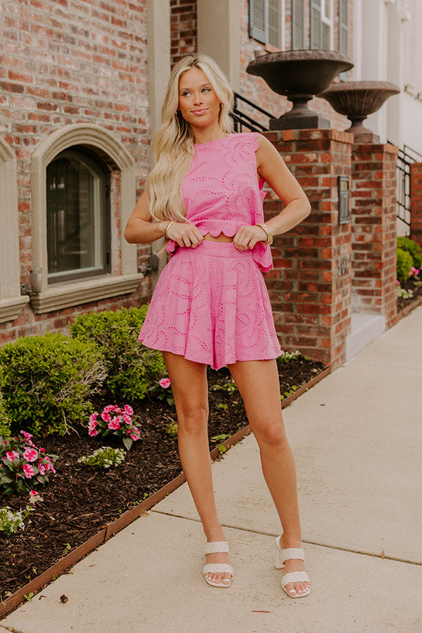 Prosecco Sippin' High Waist Eyelet Shorts Image 1