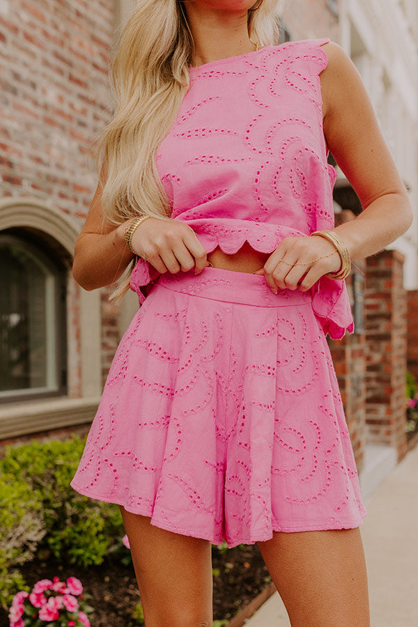 Prosecco Sippin' High Waist Eyelet Shorts Image 2