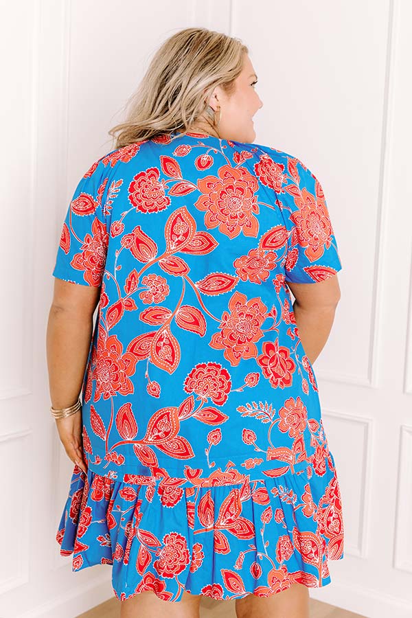 Serene Moment Floral Mini Dress in Ocean Blue Curves Image 4