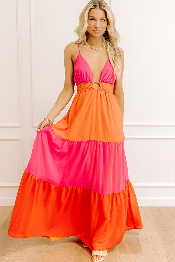 Sorbet On The Patio Color Block Maxi Dress Image 1
