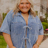 City Views Front Tie Denim Top Curves Image 1