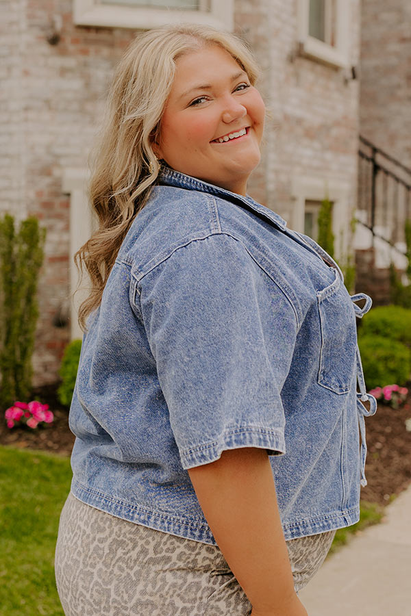 City Views Front Tie Denim Top Curves Image 2
