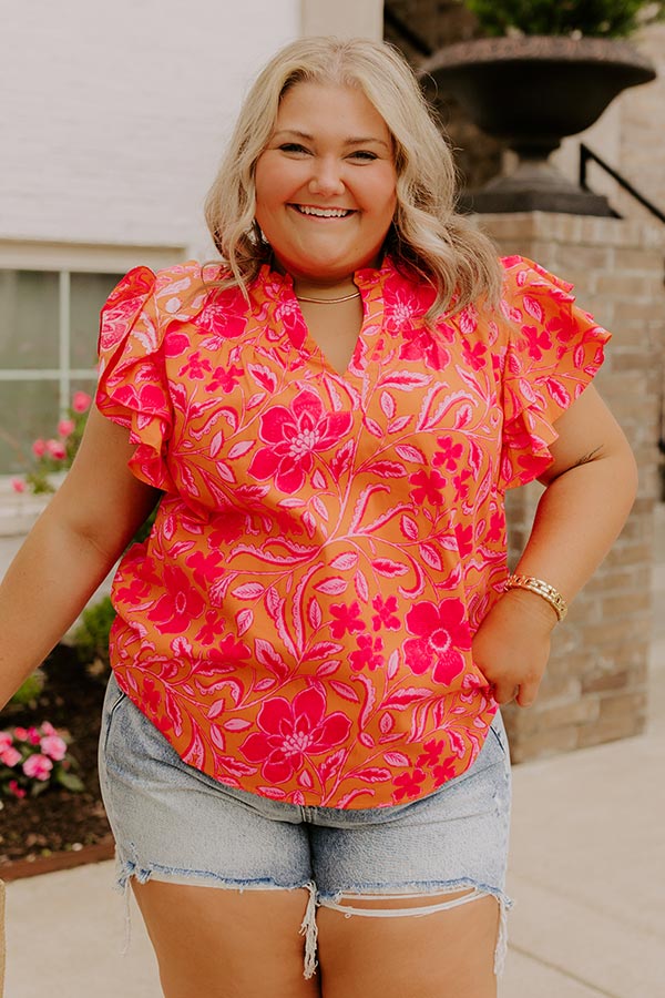 Mimosas Sippin' Floral Top Curves Image 1