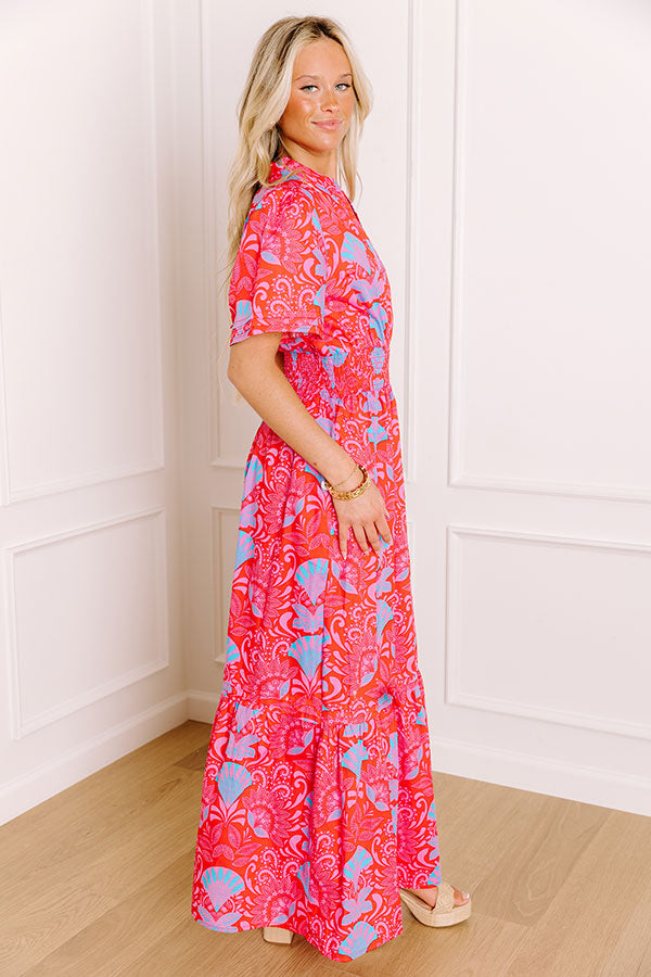 Brunch Babe Floral Maxi Dress in Red Image 3