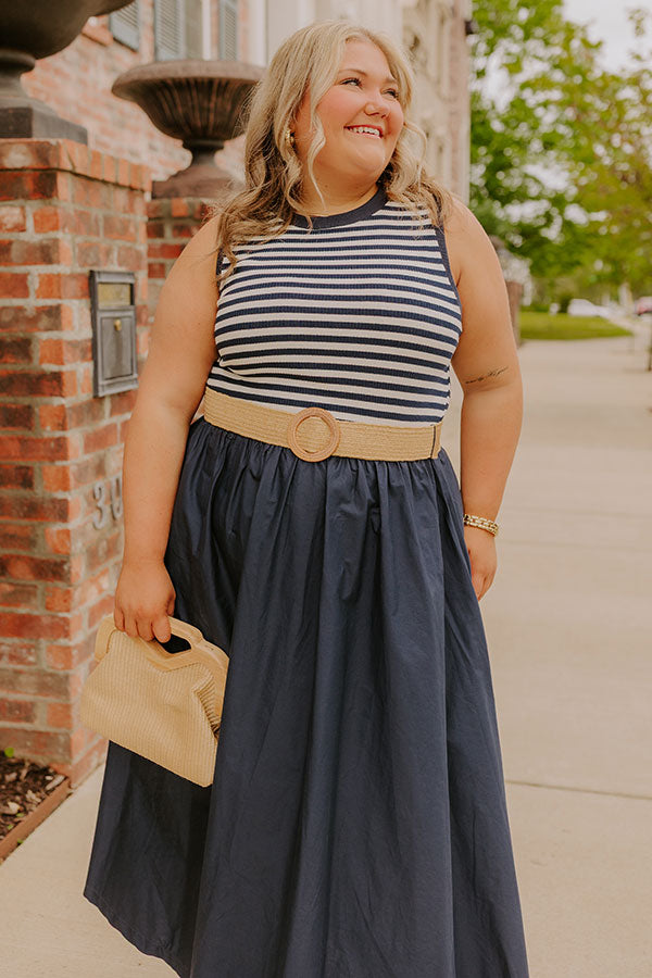 Brunch On The Pier Stripe Mid Dress Curves Image 1