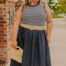Brunch On The Pier Stripe Mid Dress Curves Image 1