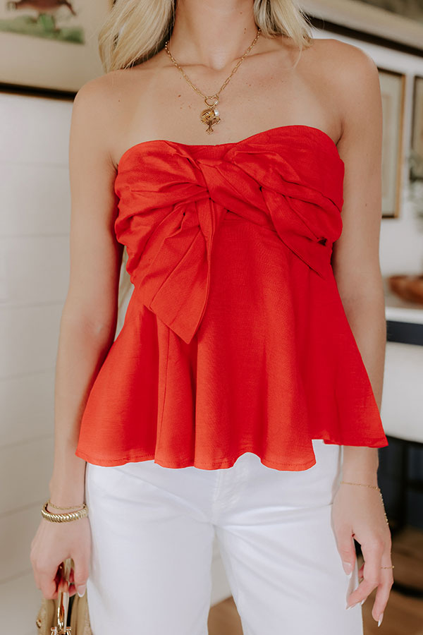 Park Day Cutie Linen-Blend Top in Red Image 3