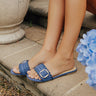 The Andrea Scalloped Sandal in Blue Image - 1