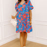 Serene Moment Floral Mini Dress in Ocean Blue Image 1