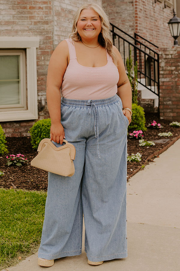 The Olive High Waist Wide Leg Chambray Pants Curves Image 1