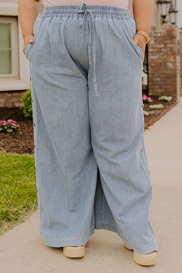 The Olive High Waist Wide Leg Chambray Pants Curves Image 2