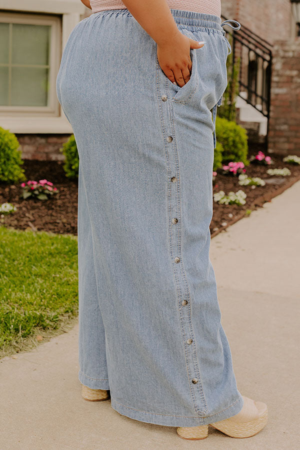 The Olive High Waist Wide Leg Chambray Pants Curves Image 3