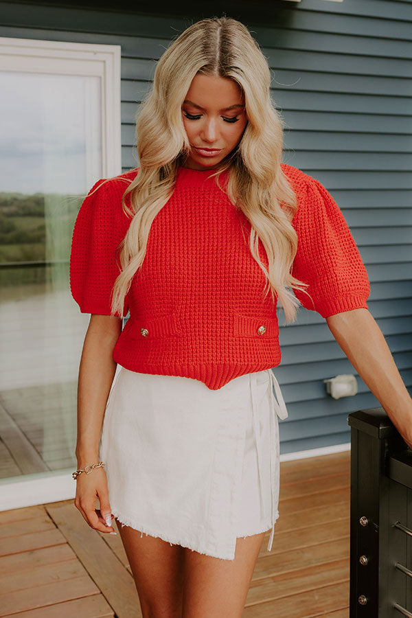 Social Outing Knit Top in Red Image 3