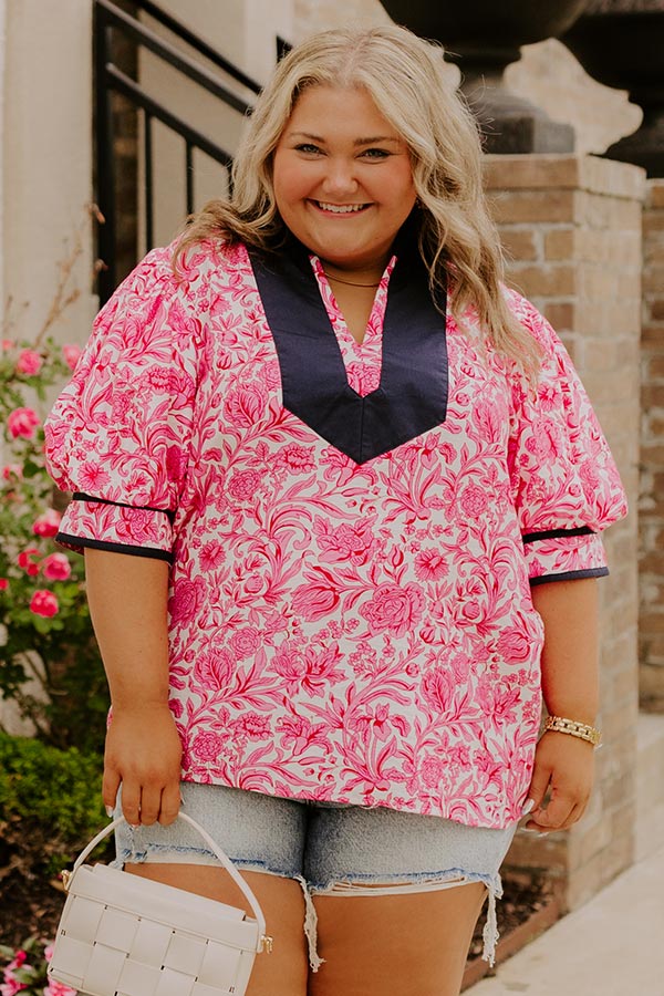 Sonoma Charm Floral Top in Pink Curves Image 1