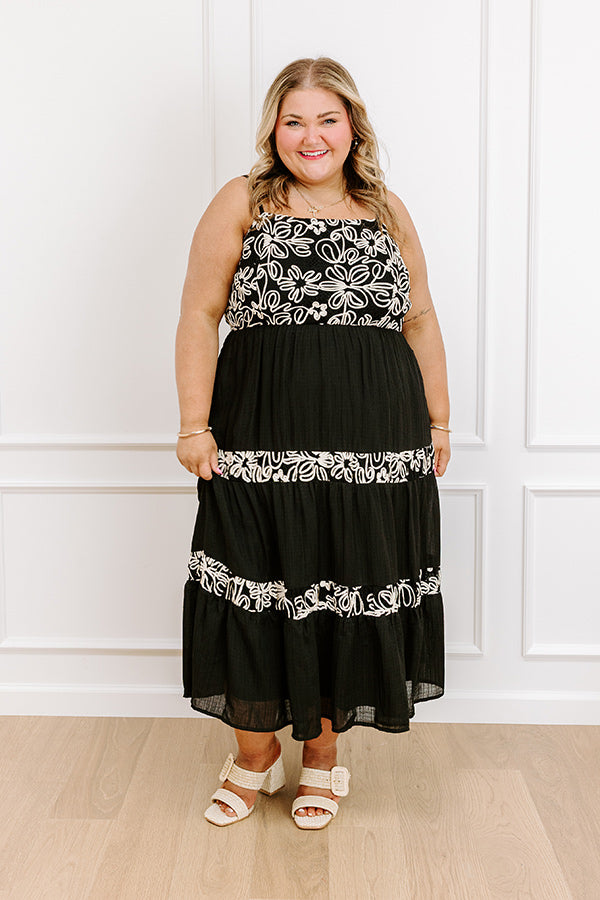 Resort Views Floral Embroidered Midi Dress Curves Image 1