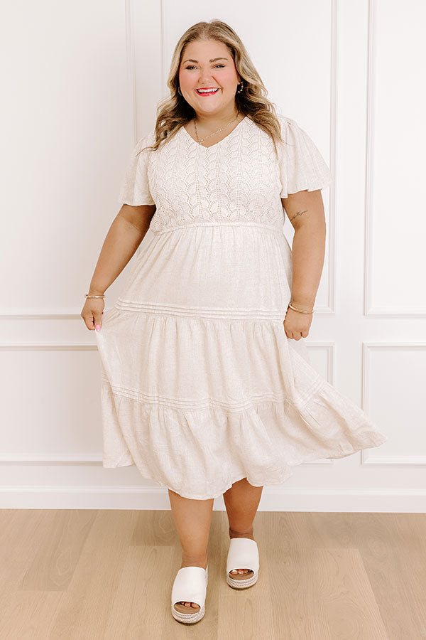 Beach Cottage Tiered Midi Dress Curves Image 1