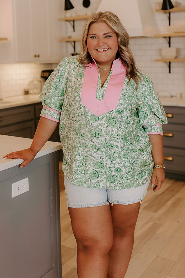Sonoma Charm Floral Top in Green Curves Image 1