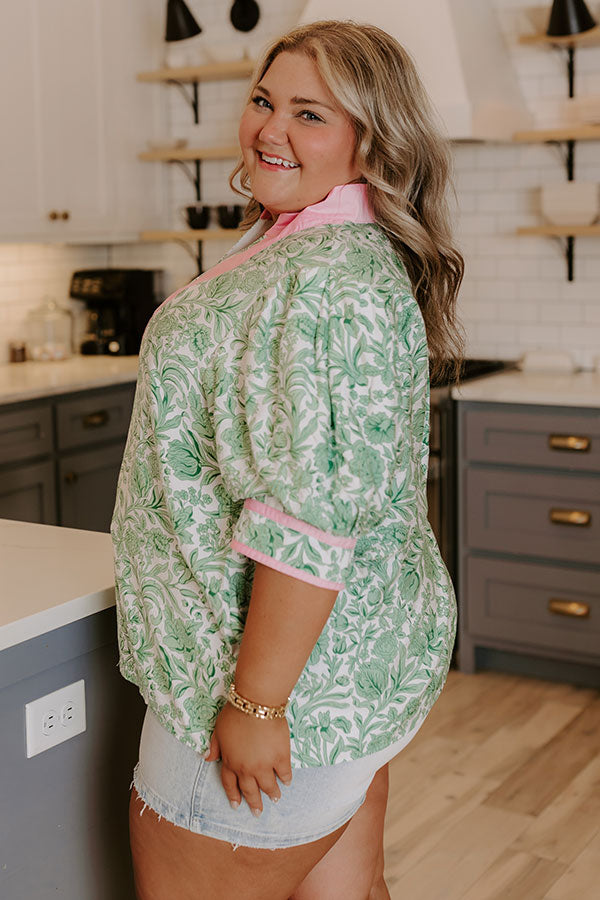 Sonoma Charm Floral Top in Green Curves Image 3
