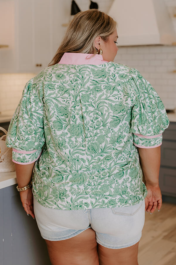 Sonoma Charm Floral Top in Green Curves Image 4