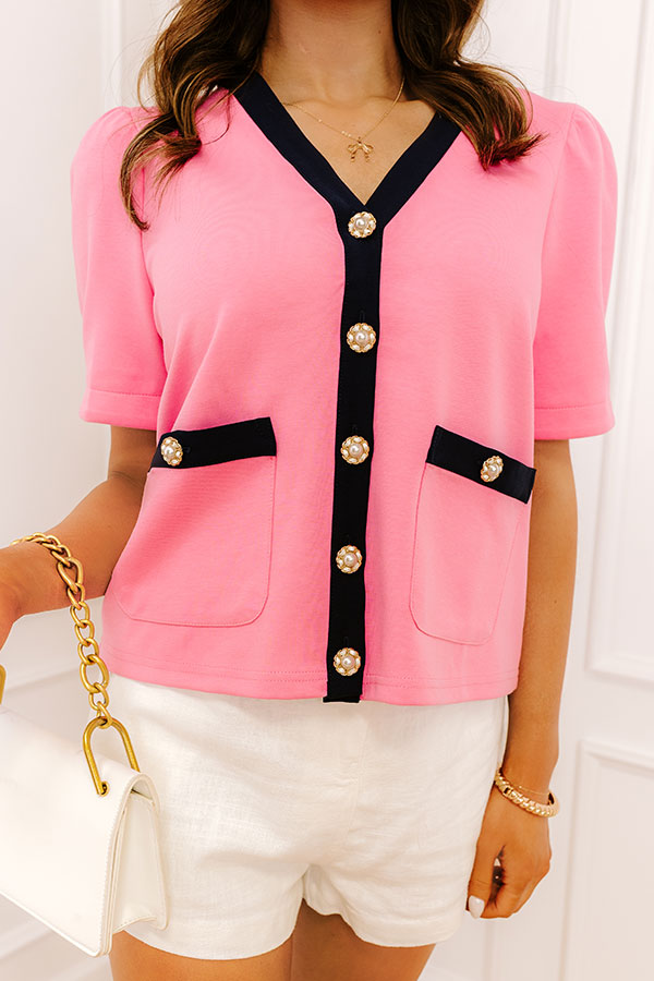 Uptown Manhattan Button Down Top in Pink Image 2