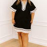 Boardwalk Babe Linen-Blend Mini Dress in Black Curves Image 1
