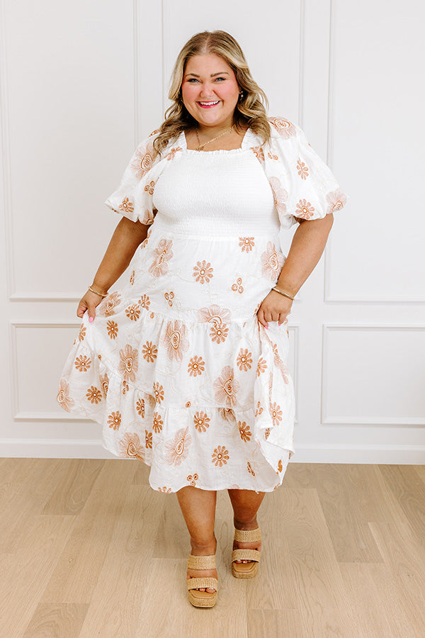 Whispering Fields Floral Embroidered Midi Dress Curves Image 1
