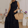Graceful Moments Button Down Midi Dress in Black Image - 1