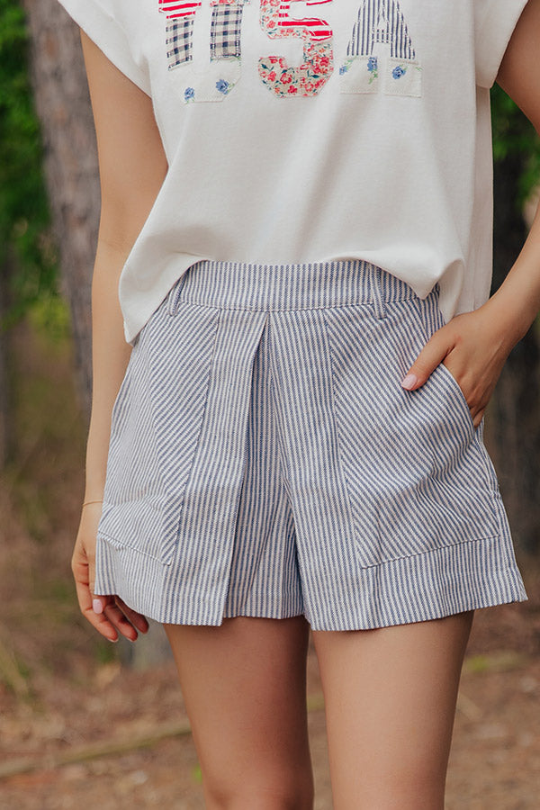 The Sam High Waist Stripe Skort in Blue Image - 2