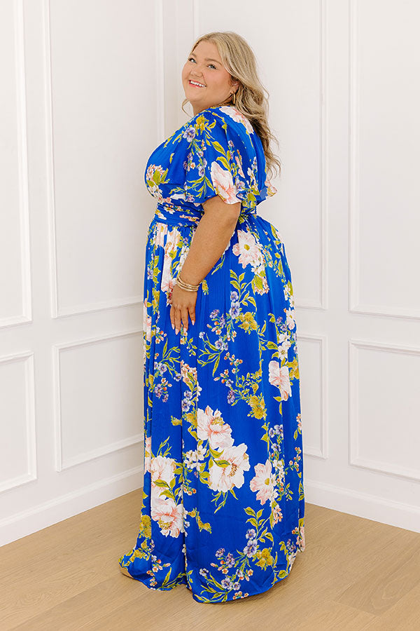 Whimsical Whispers Satin Floral Maxi Dress Curves Image 2