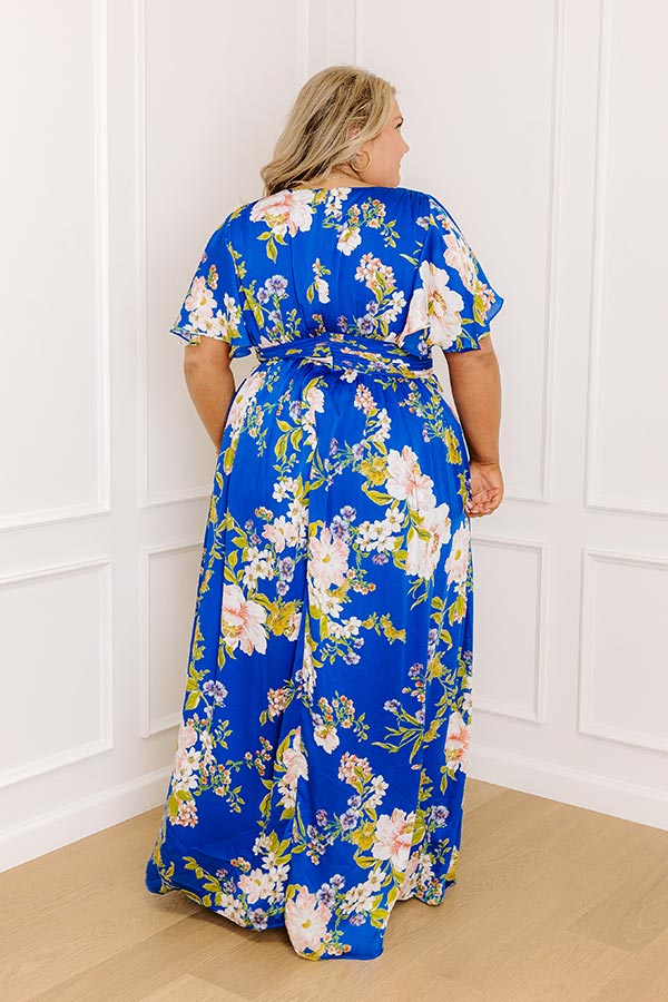 Whimsical Whispers Satin Floral Maxi Dress Curves Image 3
