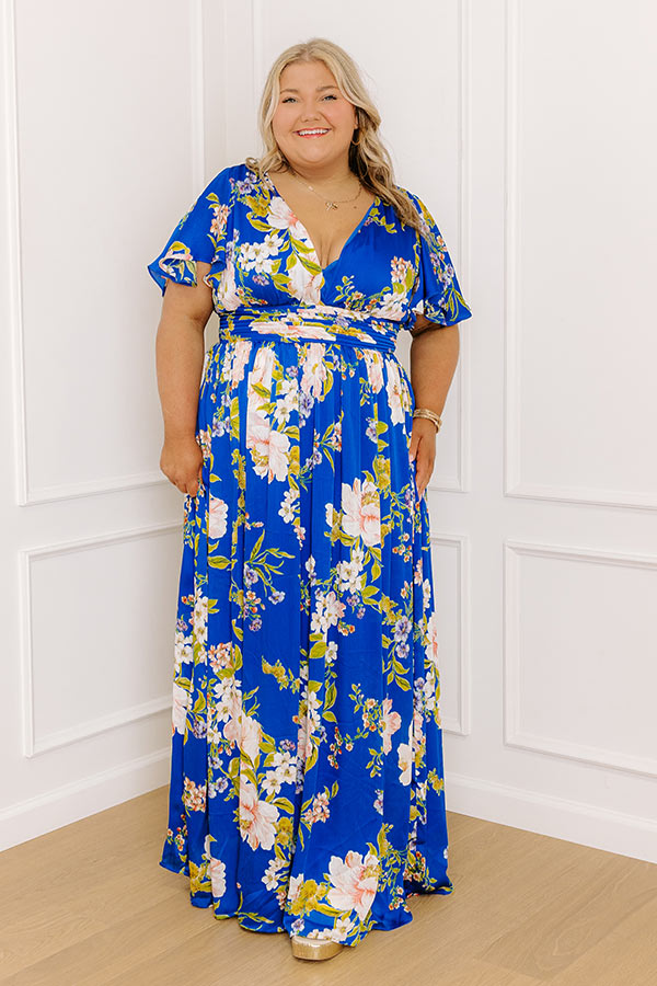 Whimsical Whispers Satin Floral Maxi Dress Curves Image 4