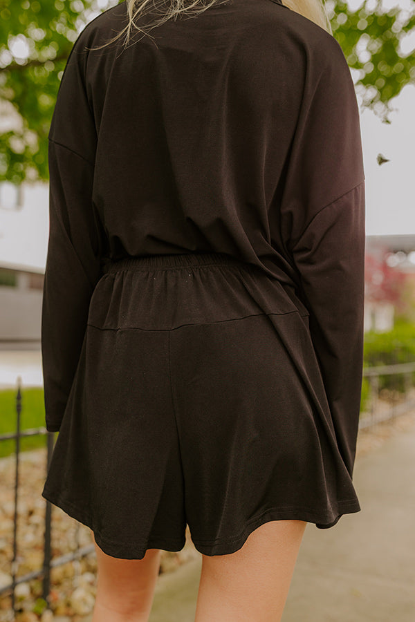 Flight Plans High Waist Knit Shorts in Black Image 5