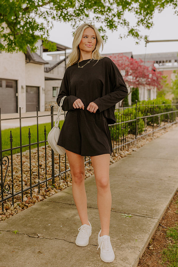 Flight Plans High Waist Knit Shorts in Black Image 3