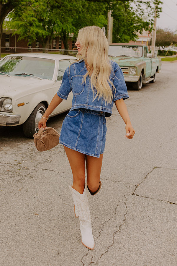 Downtown Chic High Waist Denim Skort Image 1