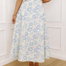 Butterfly Garden High Waist Floral Midi Skirt in Blue Image 1